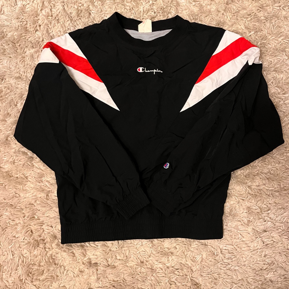 Champion Black Tracksuit with Red and White Accents